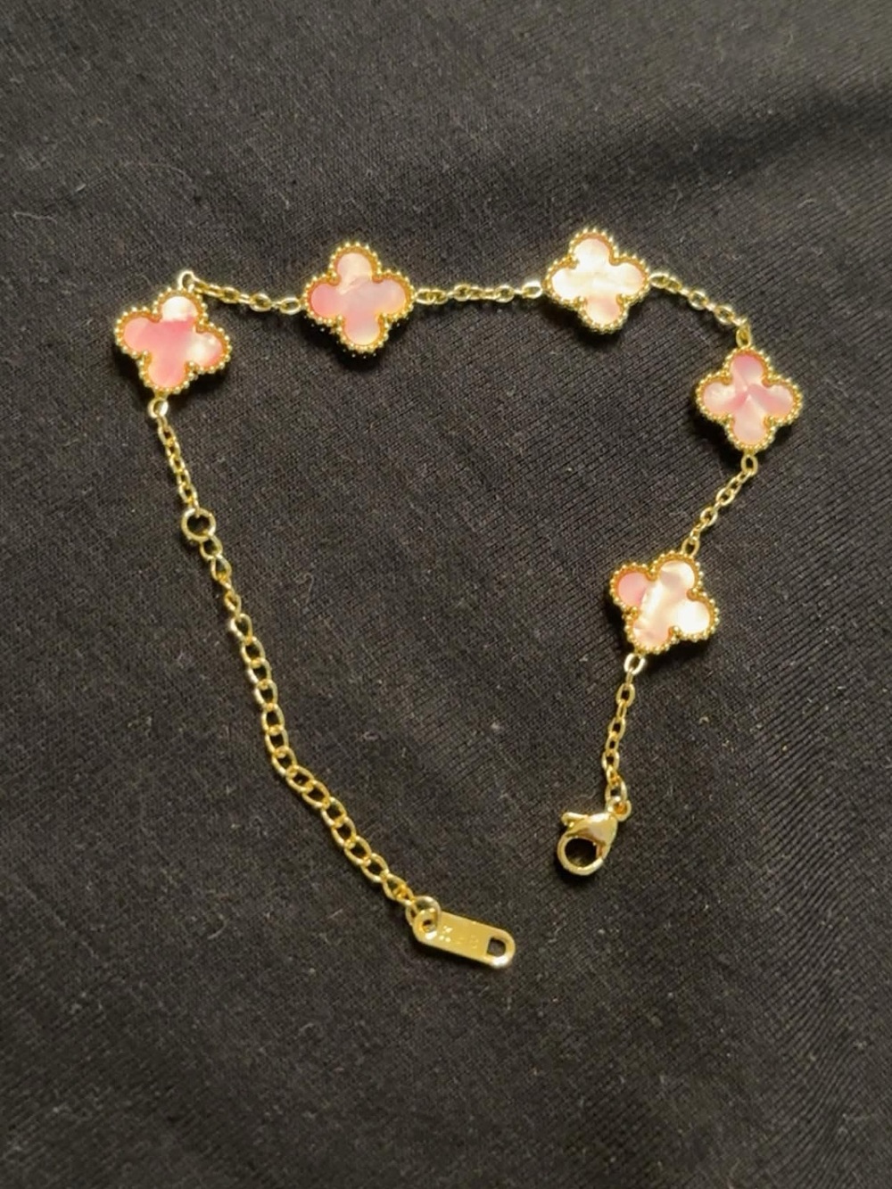 Bracelet with Pink Clover Motifs